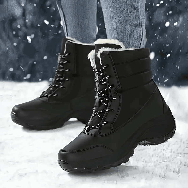 Women’s Waterproof Snow Boots – Warm Fur Platform Winter Shoes with Non-Slip Wedge Sole